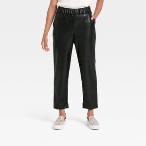 NWT Women's High-Rise Faux Leather Tapered Ankle Pull-On Pants - A New Day